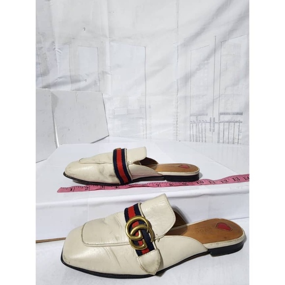 Authentic Gucci Double G Logo Leather Mules Off-White Size 40 - Picture 5 of 12
